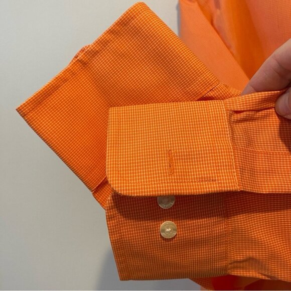 Tommy Hilfiger Slim Fit Orange 100% Cotton Button Down Shirt Size 16.5 - Picture 5 of 15